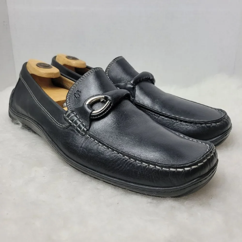 Donald J Pliner Eleo Horsebit Moc Toe Black Driving Loafers Shoes Size 11.5